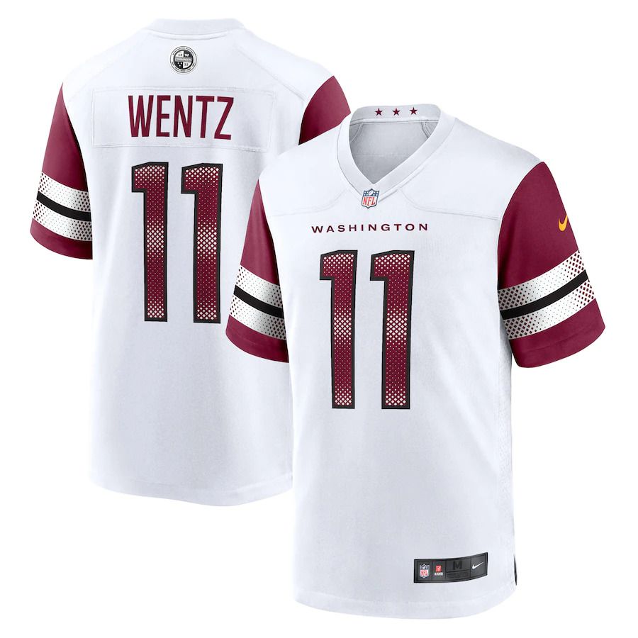 Men Washington Commanders 11 Carson Wentz Nike White Game NFL Jersey